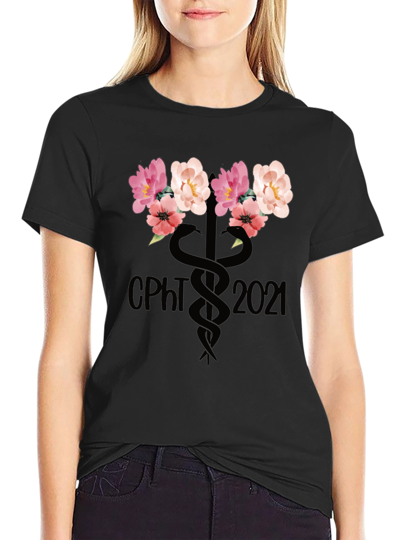 CPHT 2021 Floral Caduceus Graphic T-Shirt
