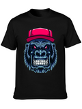Cool Gorilla Head with Hat Graphic T-Shirt