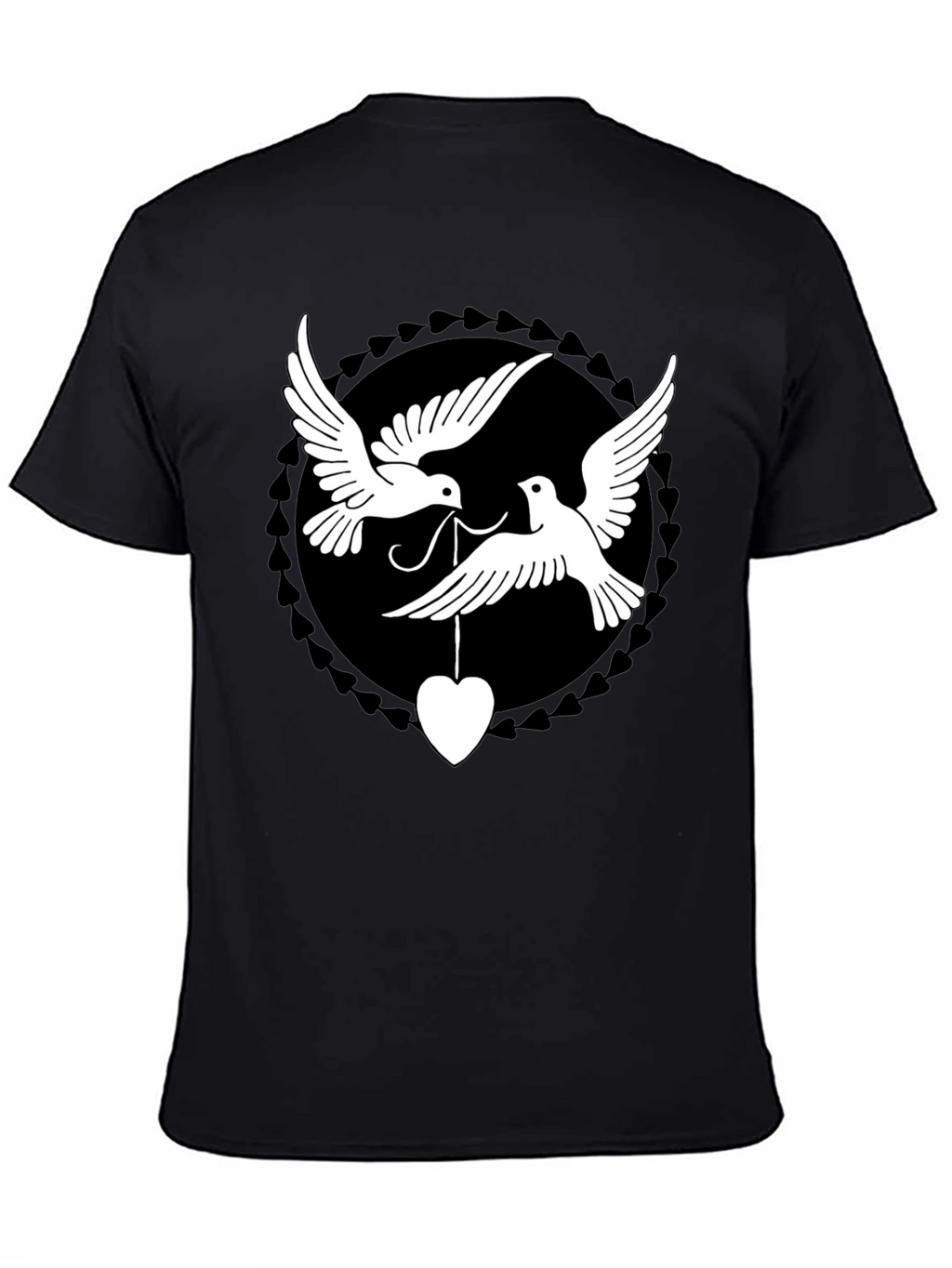 Dove Heart Graphic Tee - Black Cotton Blend Shirt