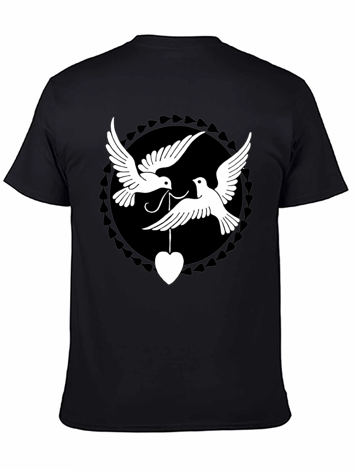 Dove Heart Graphic Tee - Black Cotton Blend Shirt