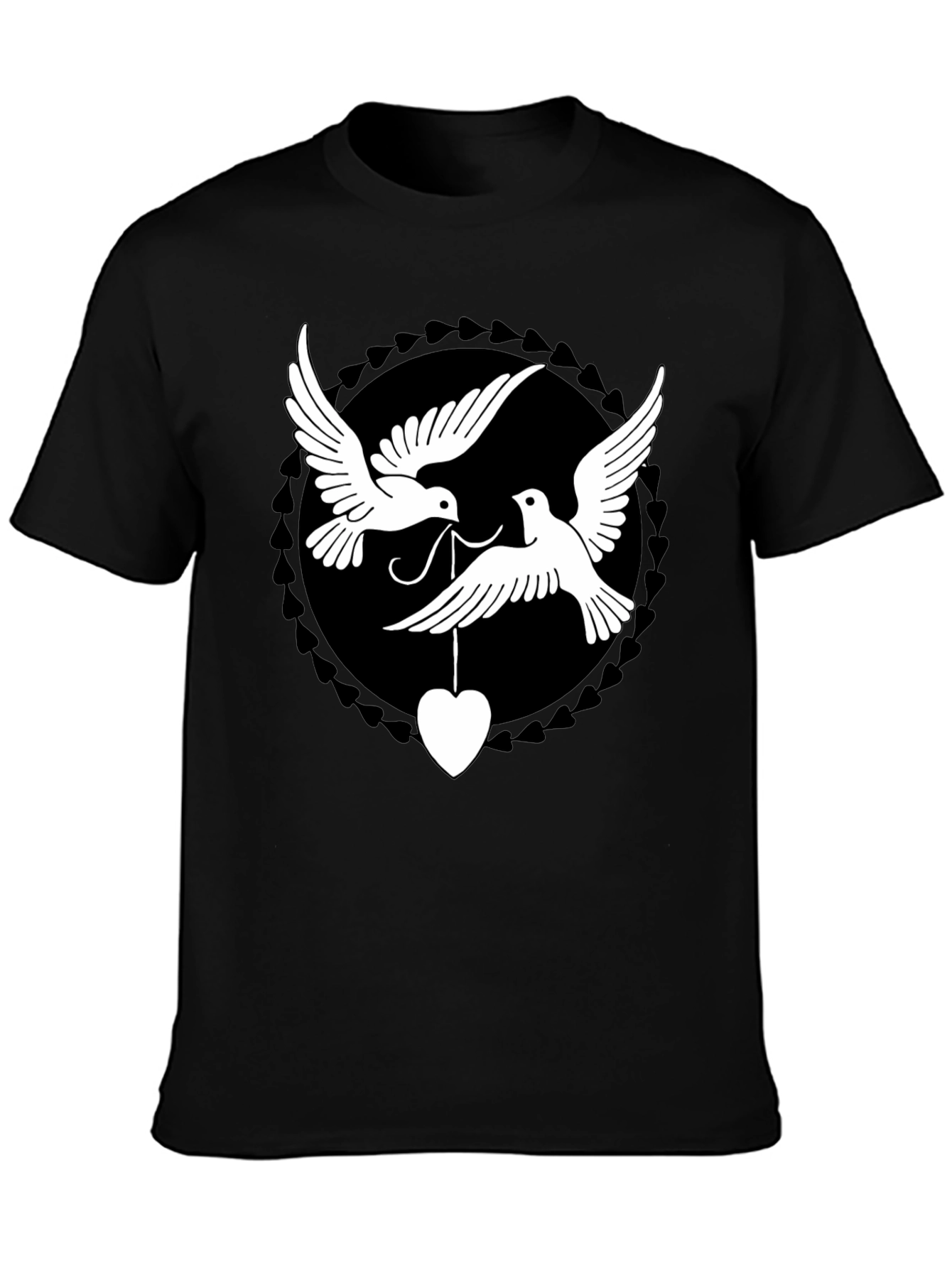 Dove Heart Graphic Tee - Black Cotton Blend Shirt
