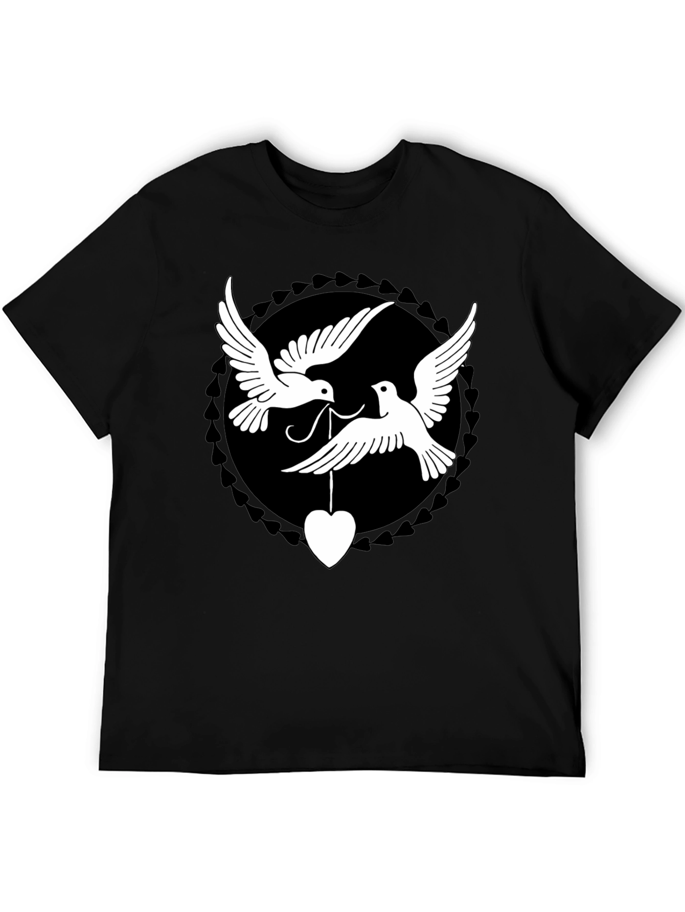 Dove Heart Graphic Tee - Black Cotton Blend Shirt