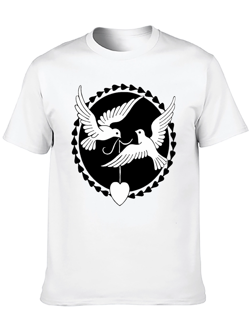 Dove Heart Graphic Tee - Black Cotton Blend Shirt