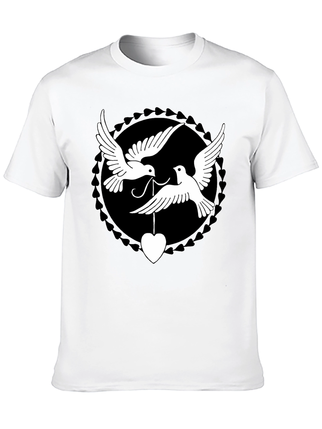 Dove Heart Graphic Tee - Black Cotton Blend Shirt