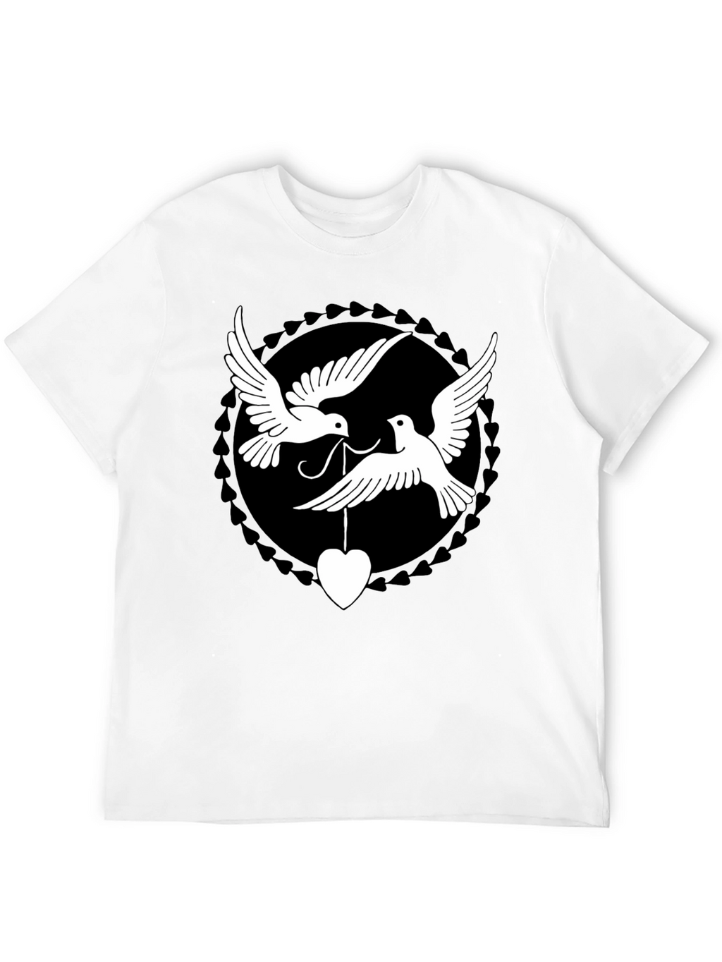 Dove Heart Graphic Tee - Black Cotton Blend Shirt
