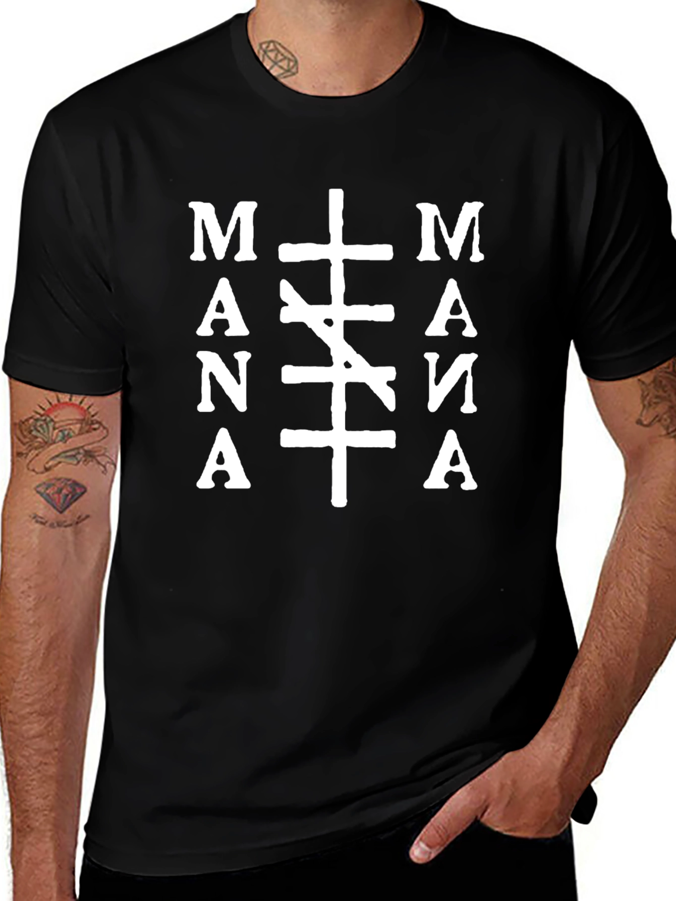 MANA Graphic Print Black T-Shirt