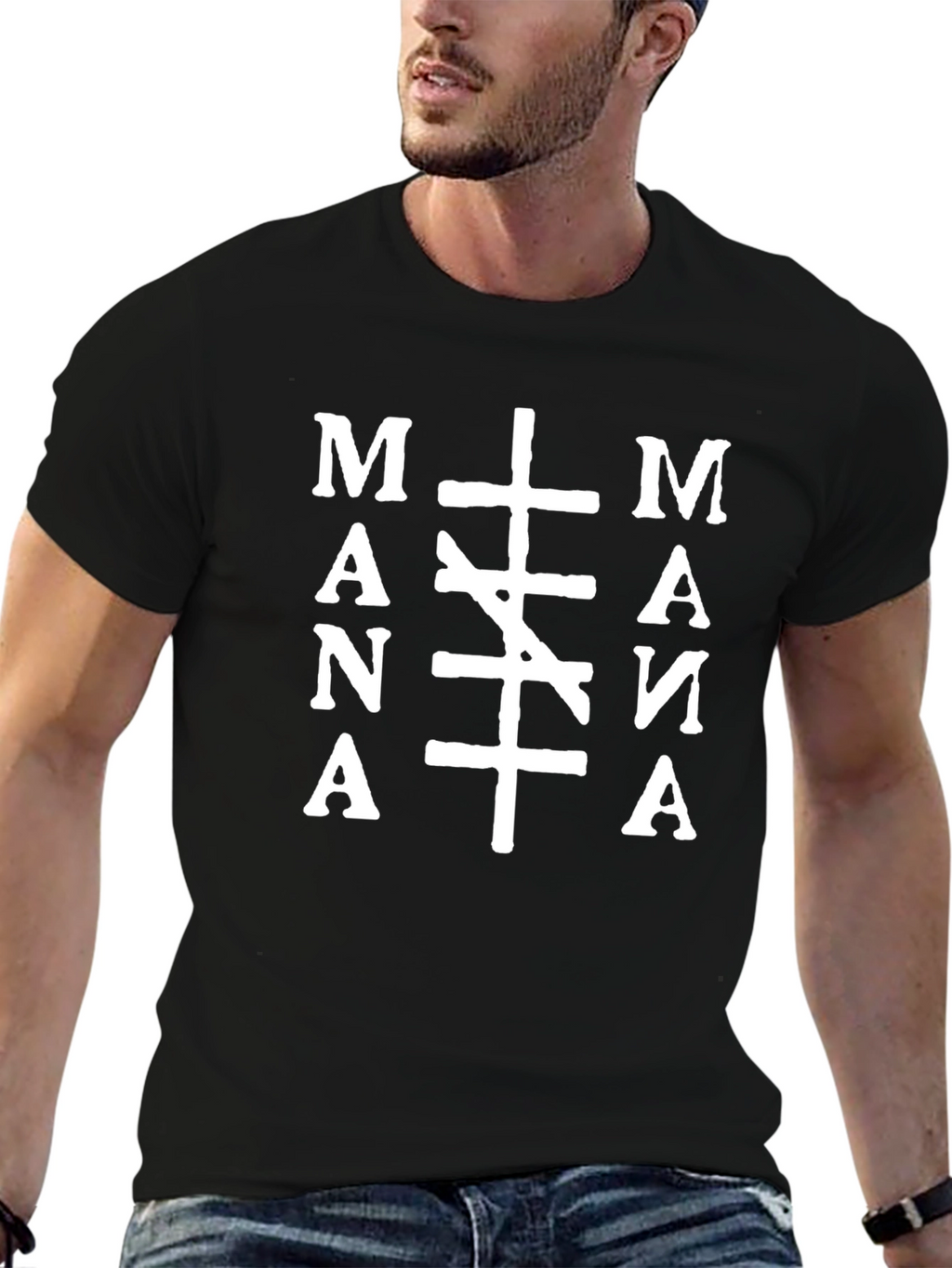 MANA Graphic Print Black T-Shirt