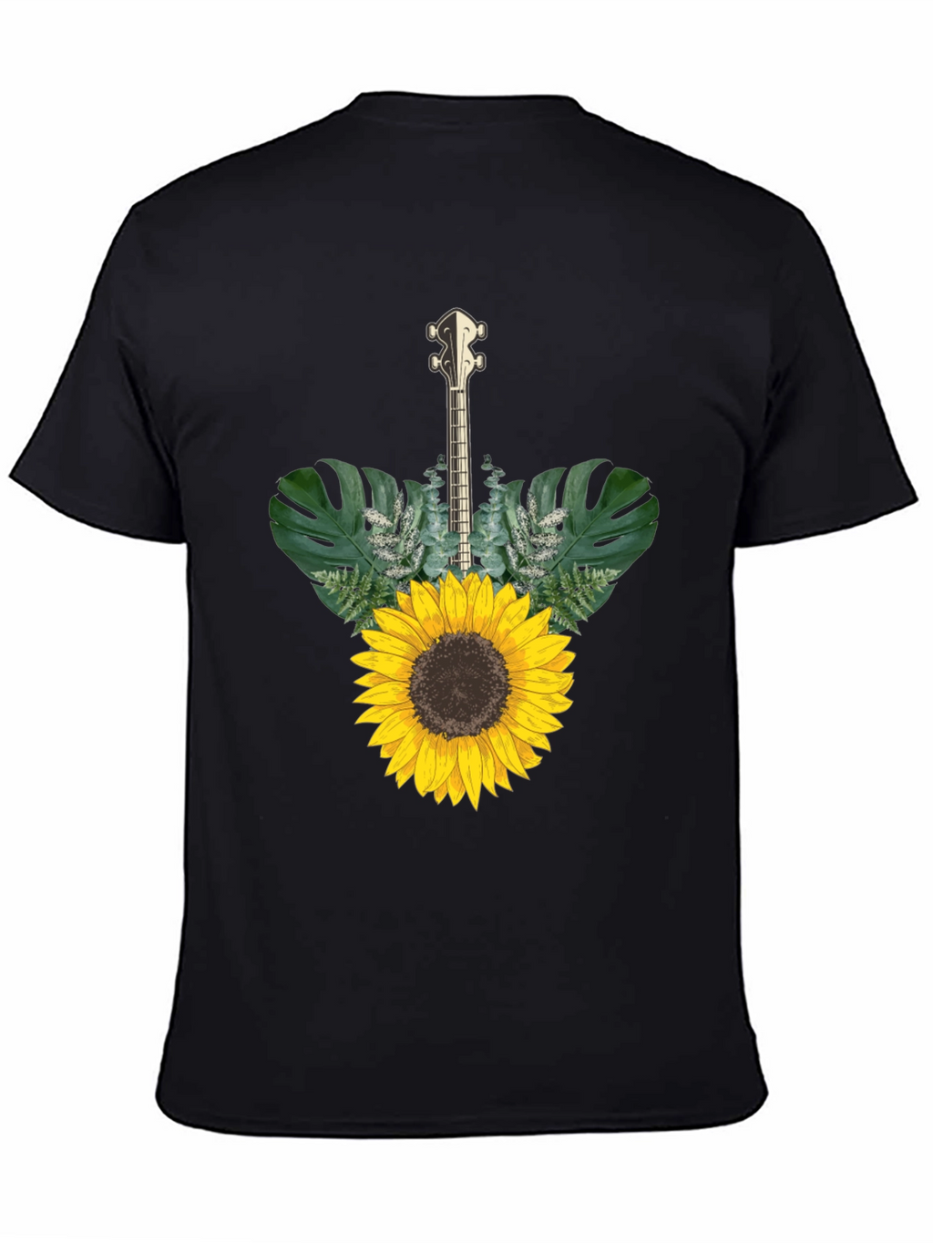 Sunflower Guitar T-Shirt - Black Cotton Tee