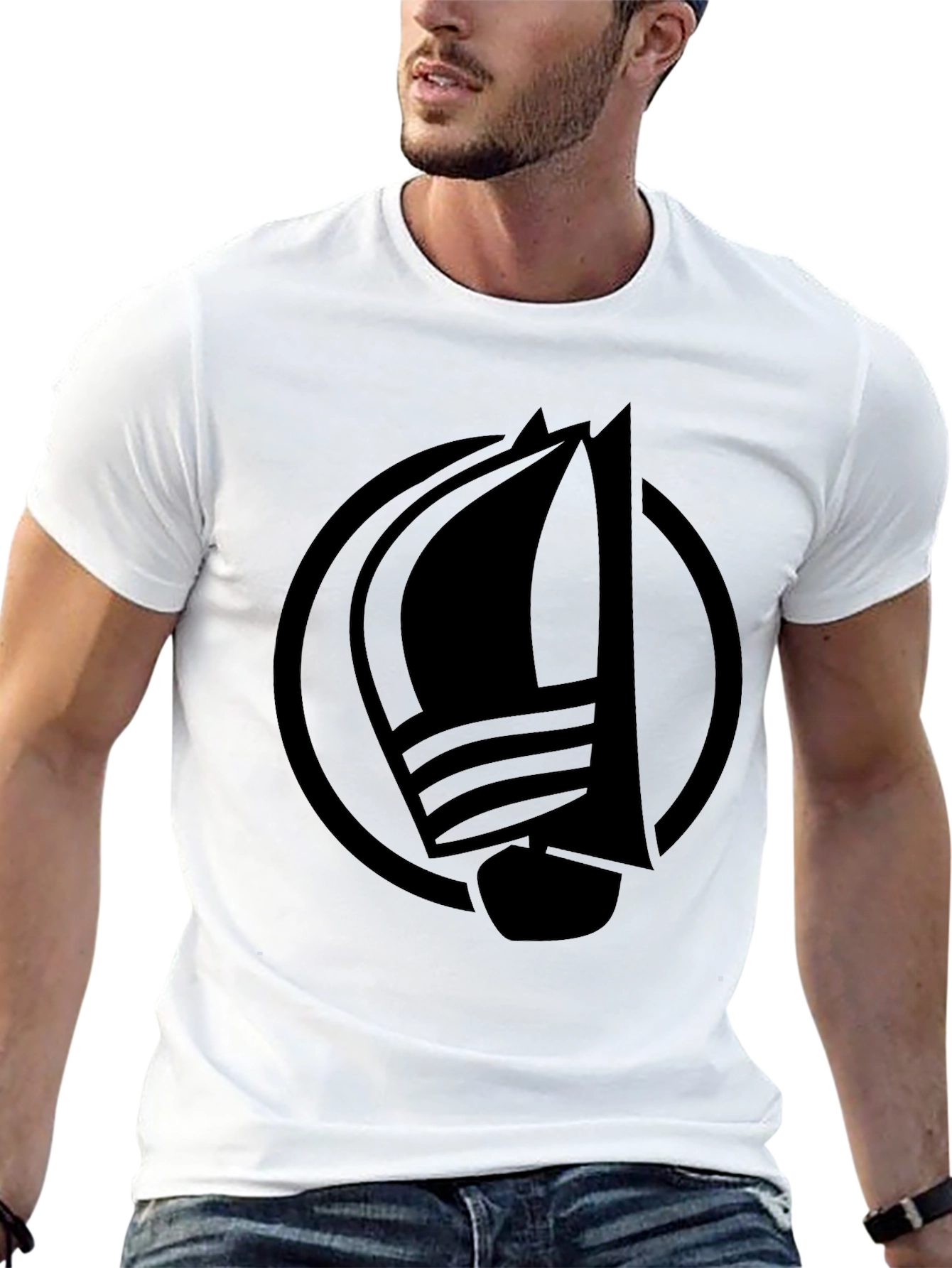 Nautical Sailboat Graphic Tee - Classic Black Cotton T-Shirt