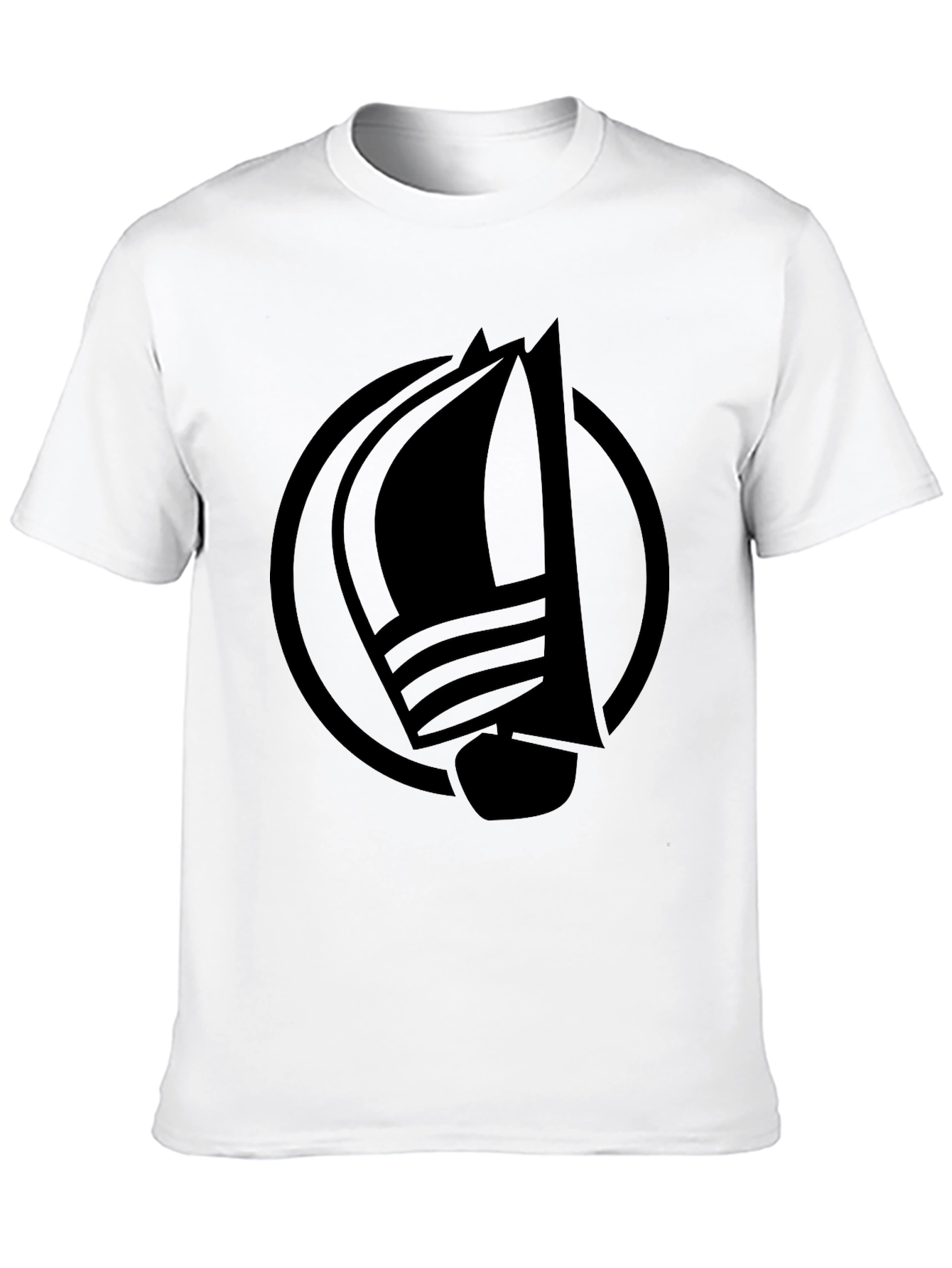 Nautical Sailboat Graphic Tee - Classic Black Cotton T-Shirt