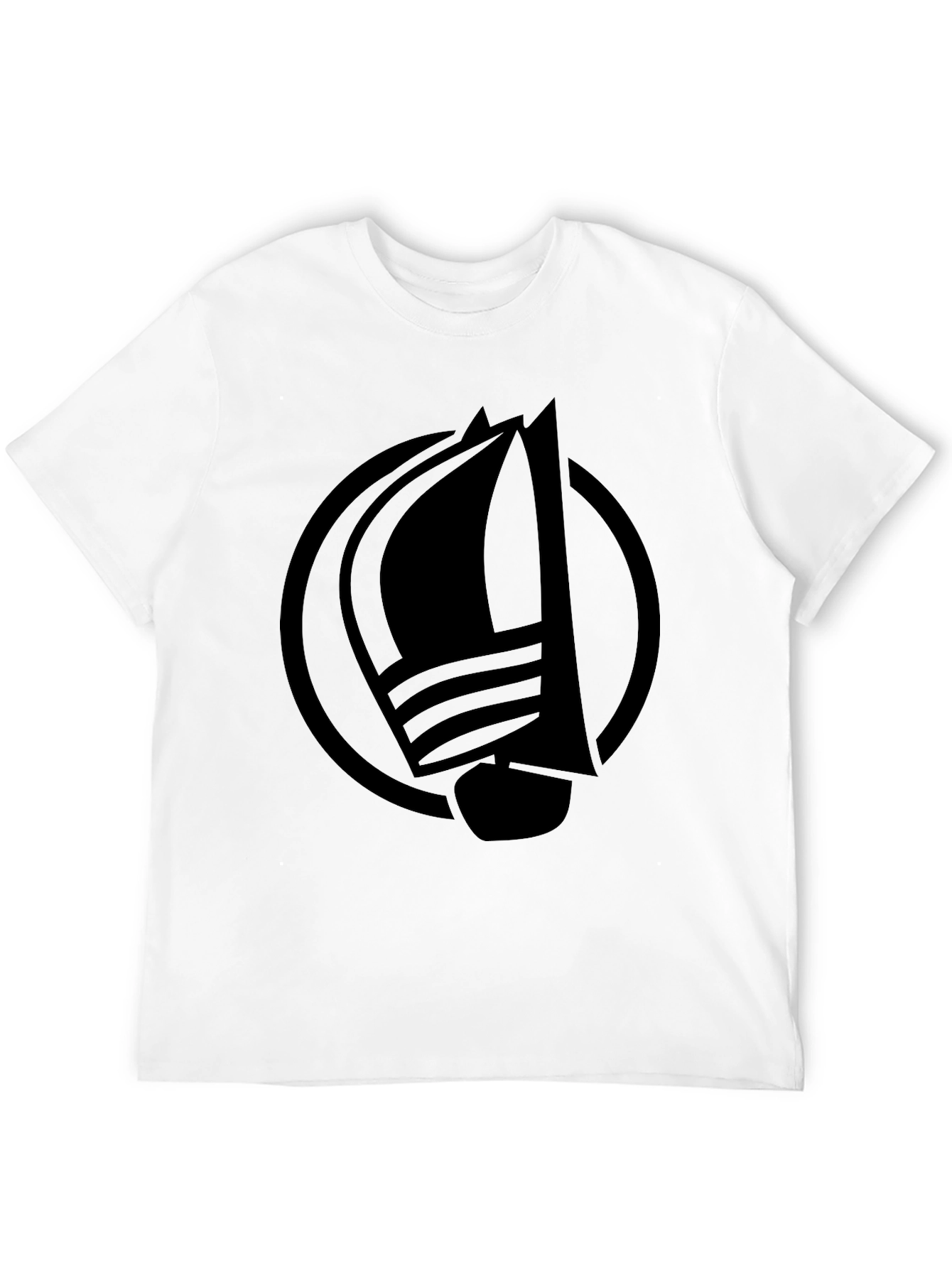 Nautical Sailboat Graphic Tee - Classic Black Cotton T-Shirt