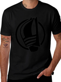 Nautical Sailboat Graphic Tee - Classic Black Cotton T-Shirt