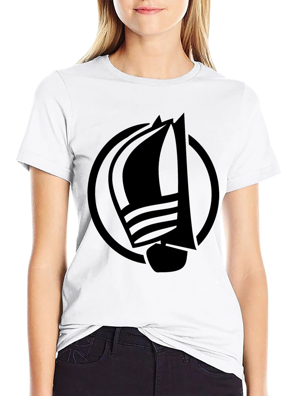 Nautical Sailboat Graphic Tee - Classic Black Cotton T-Shirt