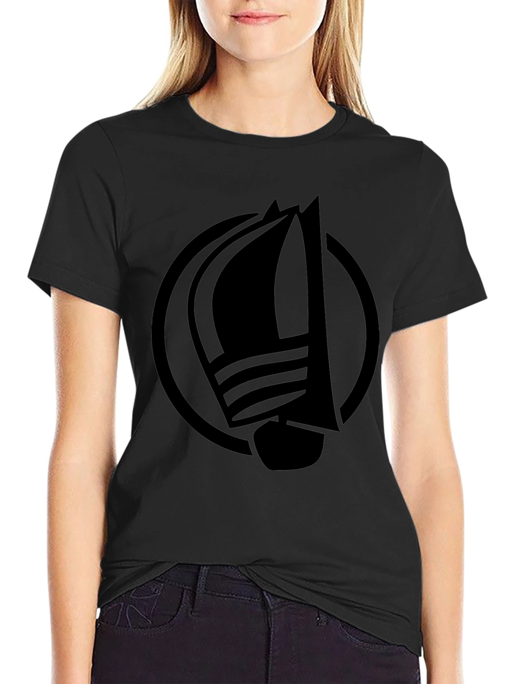 Nautical Sailboat Graphic Tee - Classic Black Cotton T-Shirt