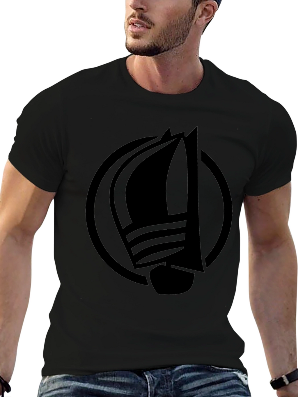 Nautical Sailboat Graphic Tee - Classic Black Cotton T-Shirt