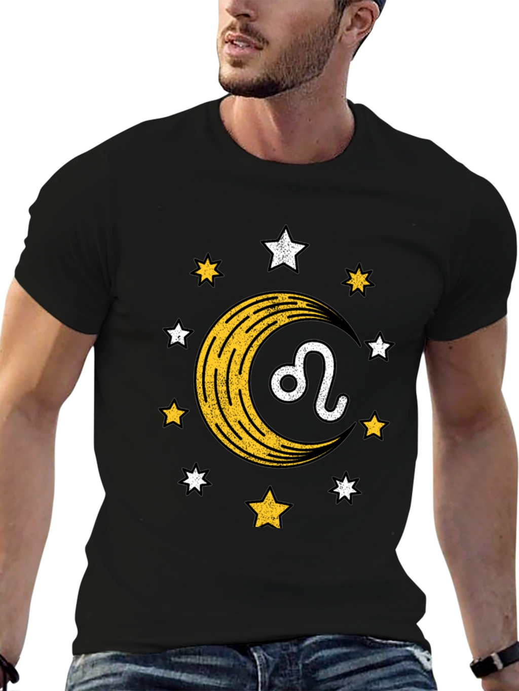 Leo Zodiac T-Shirt with Moon & Star Design