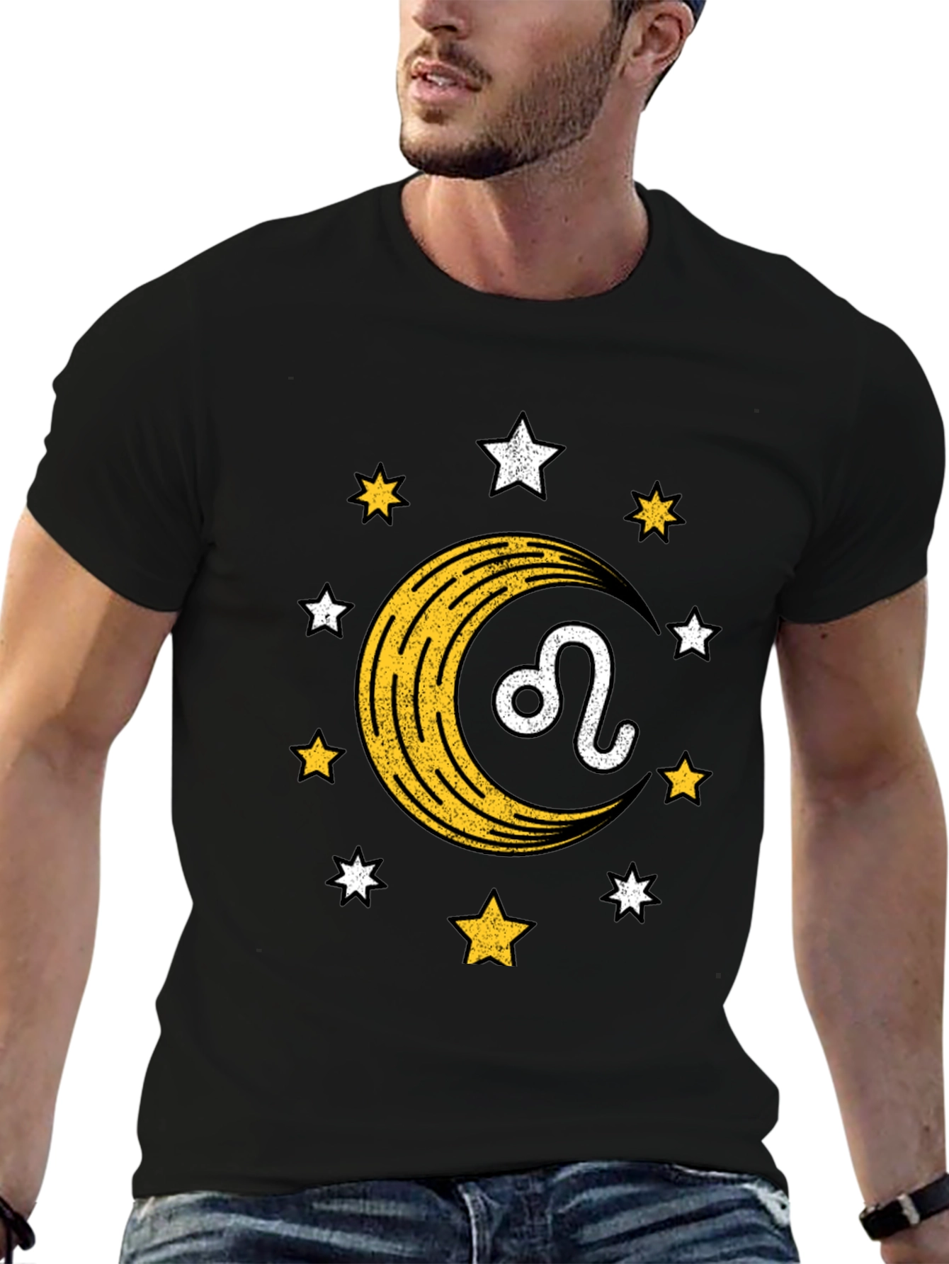 Leo Zodiac T-Shirt with Moon & Star Design