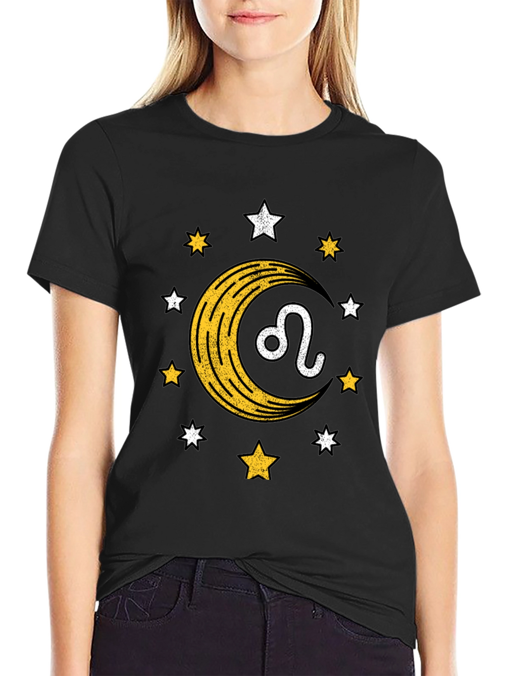 Leo Zodiac T-Shirt with Moon & Star Design