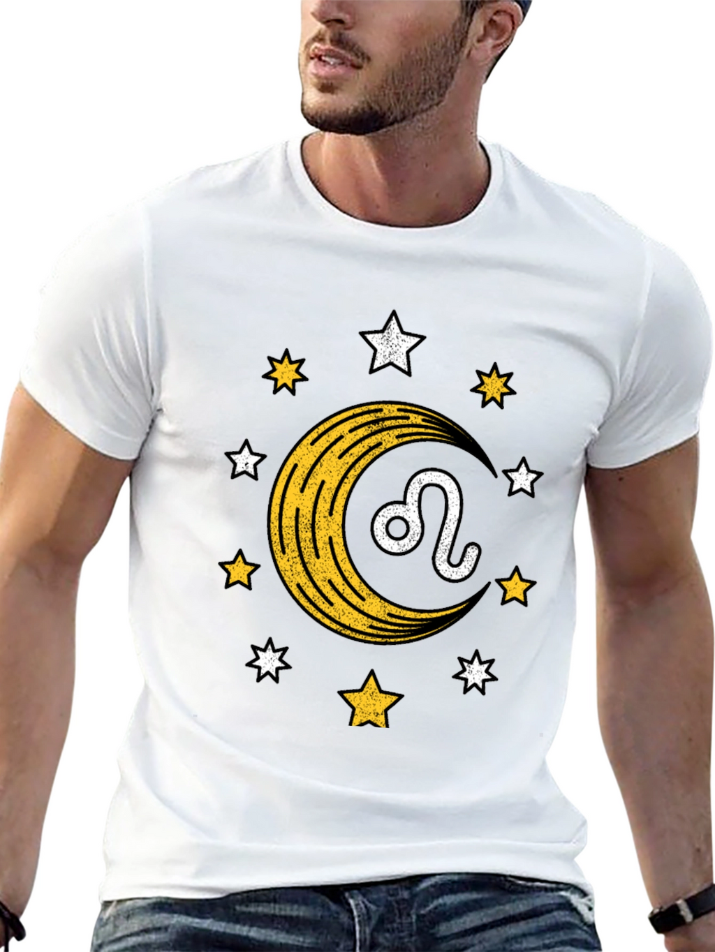 Leo Zodiac T-Shirt with Moon & Star Design