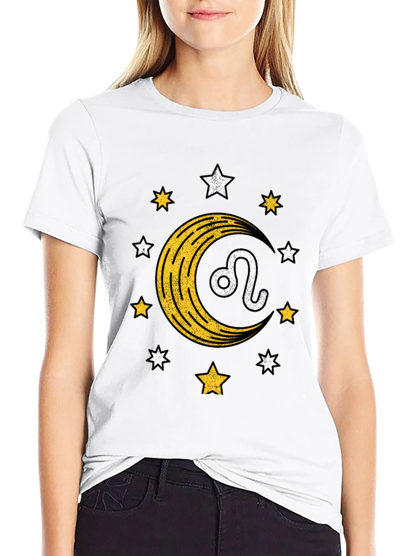 Leo Zodiac T-Shirt with Moon & Star Design