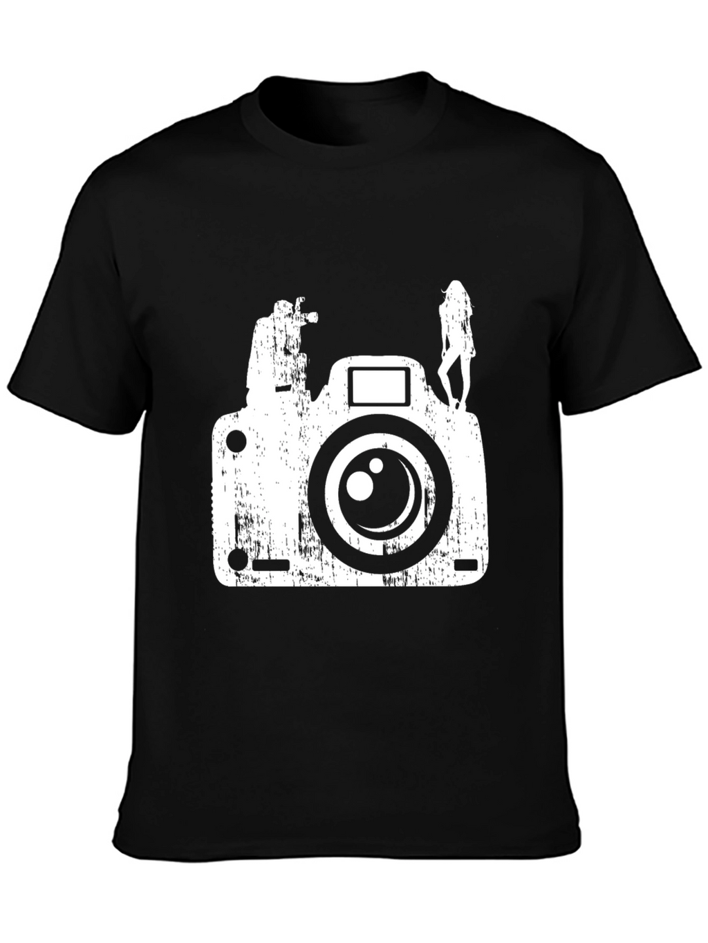 Distressed Camera Graphic Tee - Black