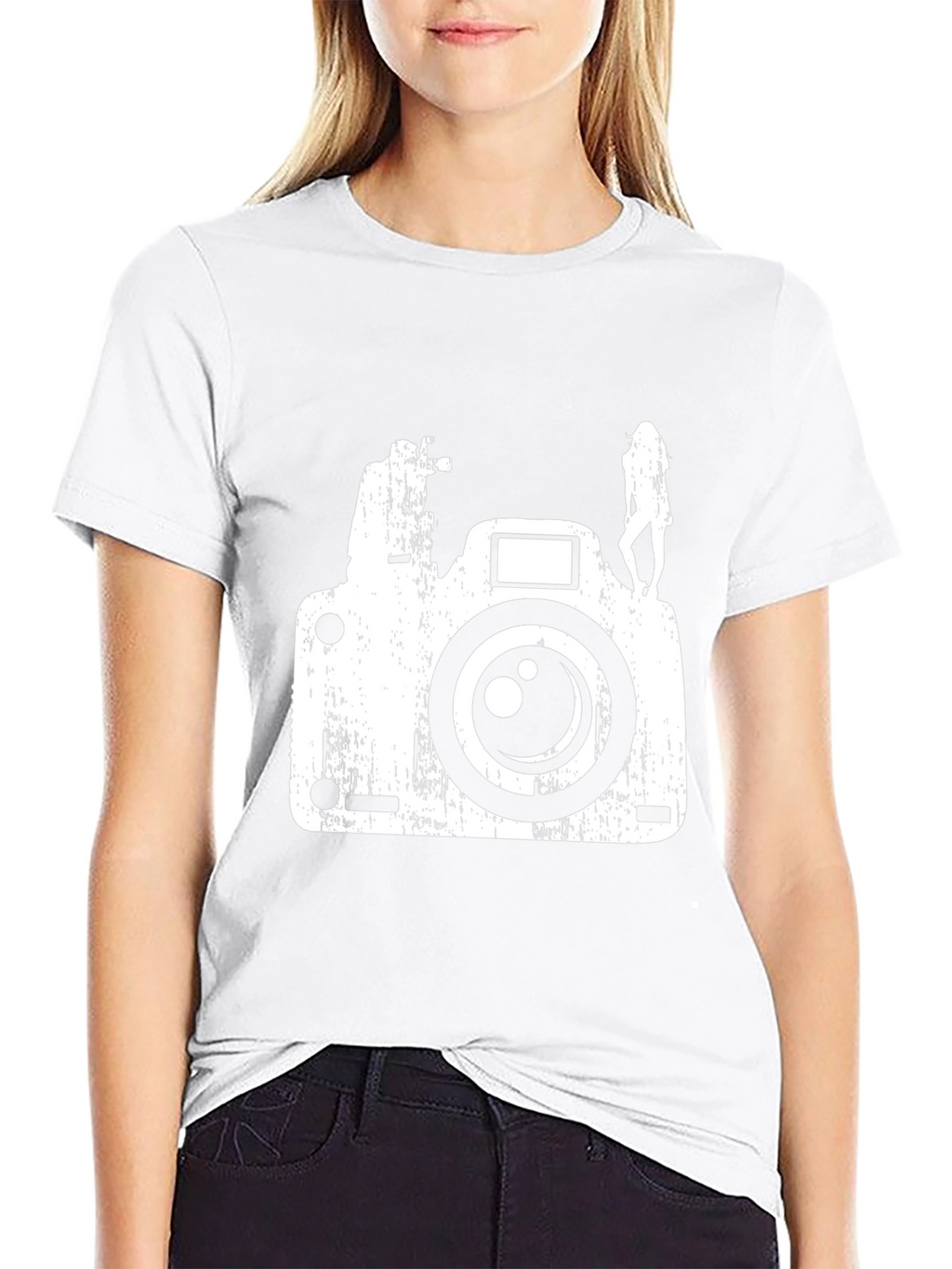 Distressed Camera Graphic Tee - Black