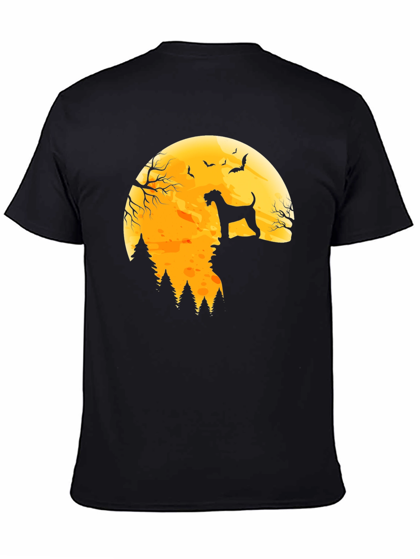 Halloween Dog Silhouette Graphic Tee - Moonlit Horror