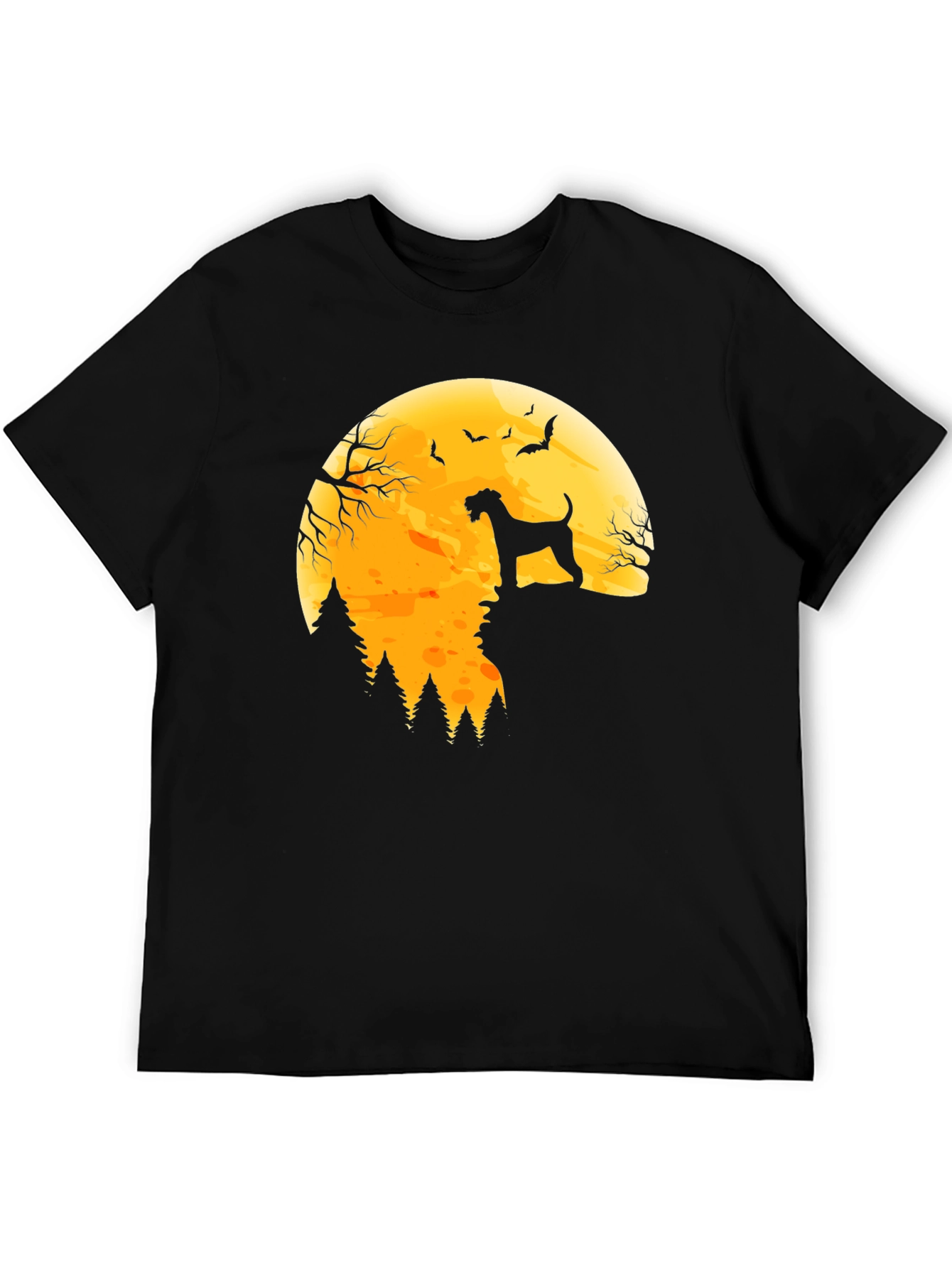 Halloween Dog Silhouette Graphic Tee - Moonlit Horror