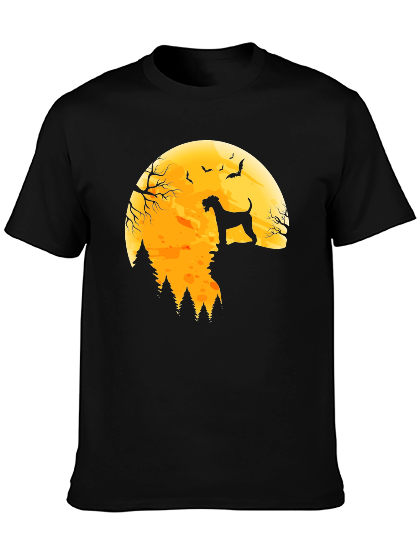 Halloween Dog Silhouette Graphic Tee - Moonlit Horror