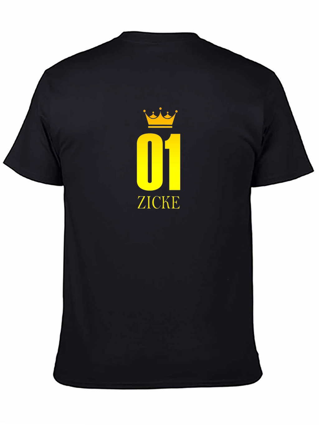Black T-Shirt with Golden 01 ZICKE Crown Design