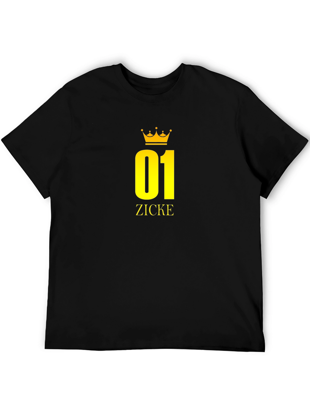 Black T-Shirt with Golden 01 ZICKE Crown Design