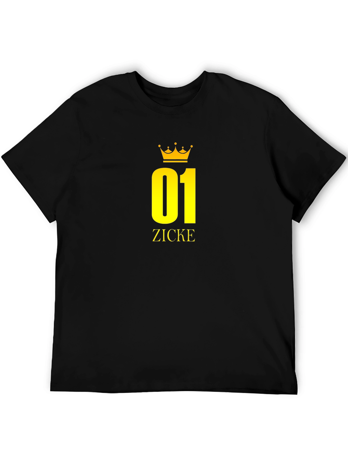 Black T-Shirt with Golden 01 ZICKE Crown Design