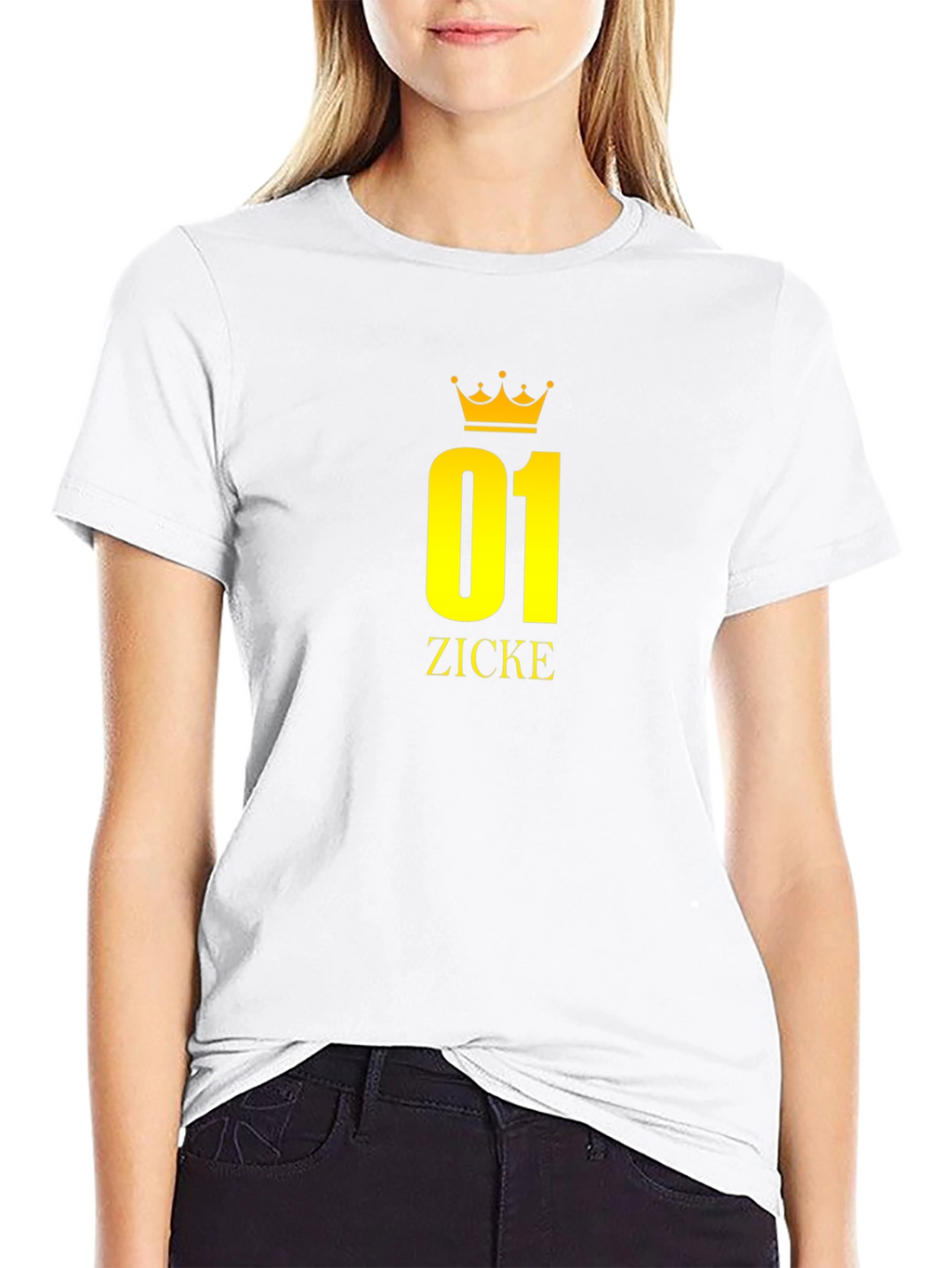 Black T-Shirt with Golden 01 ZICKE Crown Design