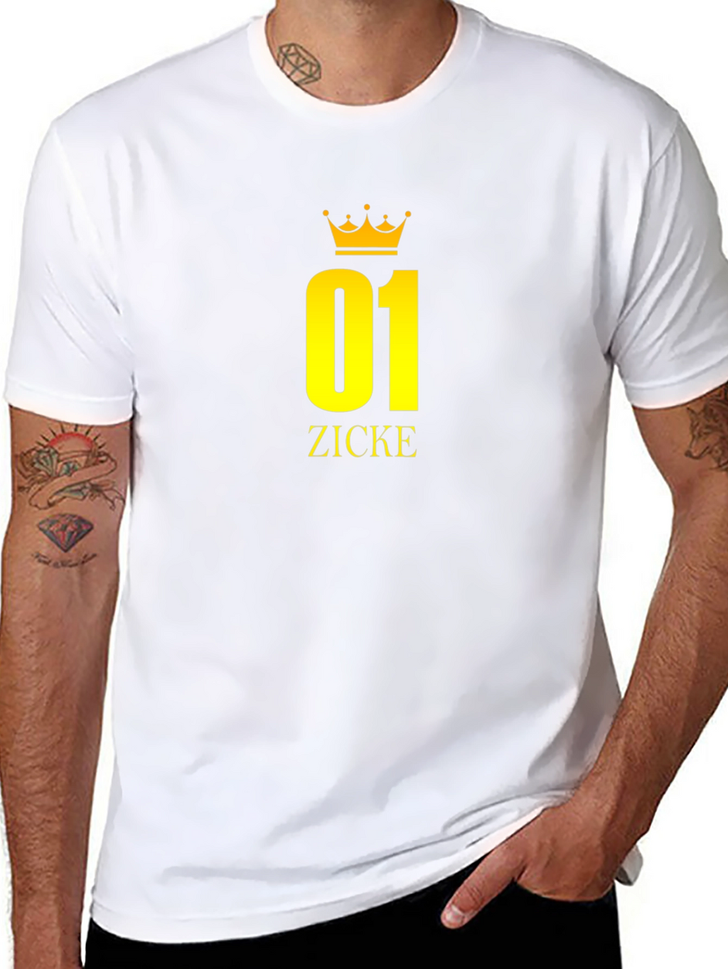Black T-Shirt with Golden 01 ZICKE Crown Design