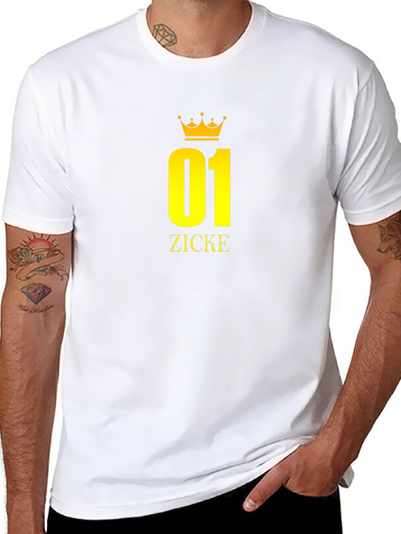 Black T-Shirt with Golden 01 ZICKE Crown Design