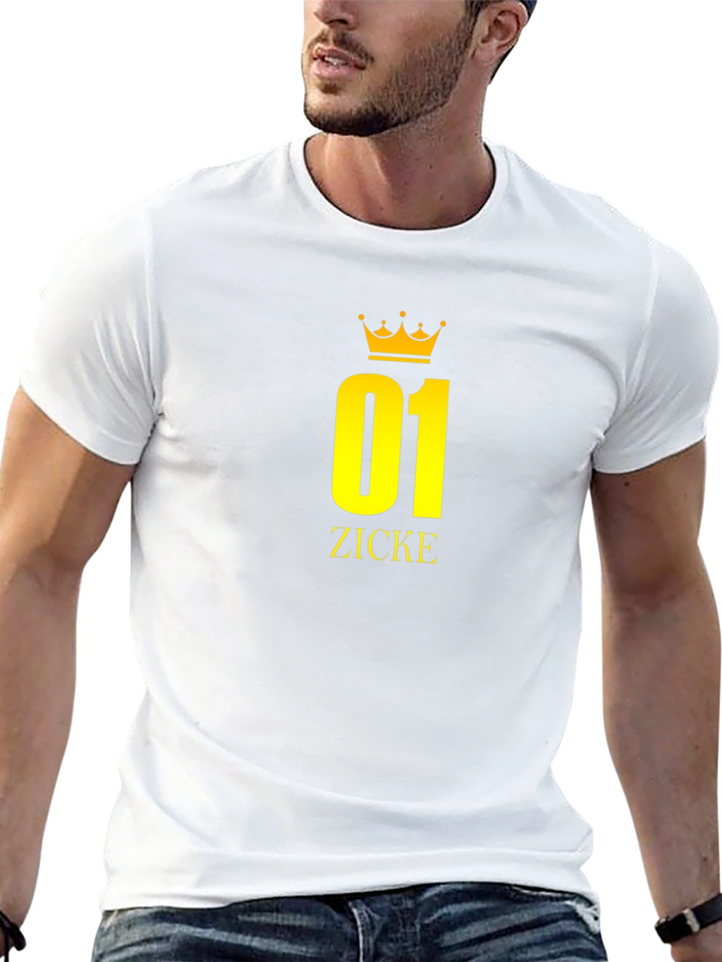 Black T-Shirt with Golden 01 ZICKE Crown Design