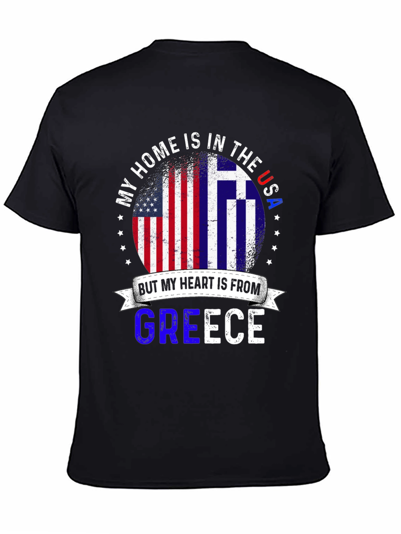 USA Greece Pride T-Shirt - Home in USA Heart in Greece