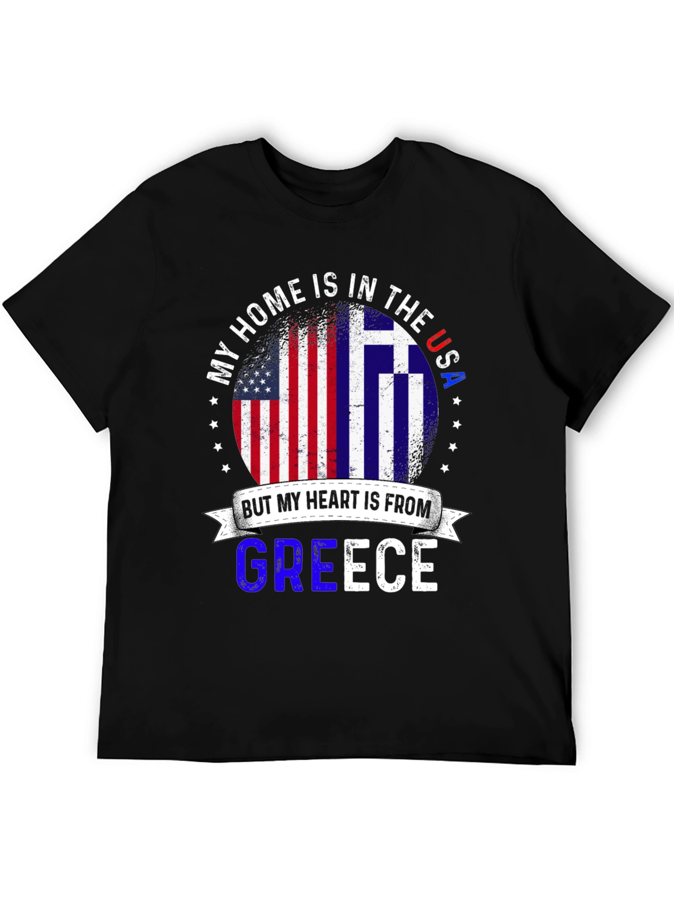 USA Greece Pride T-Shirt - Home in USA Heart in Greece