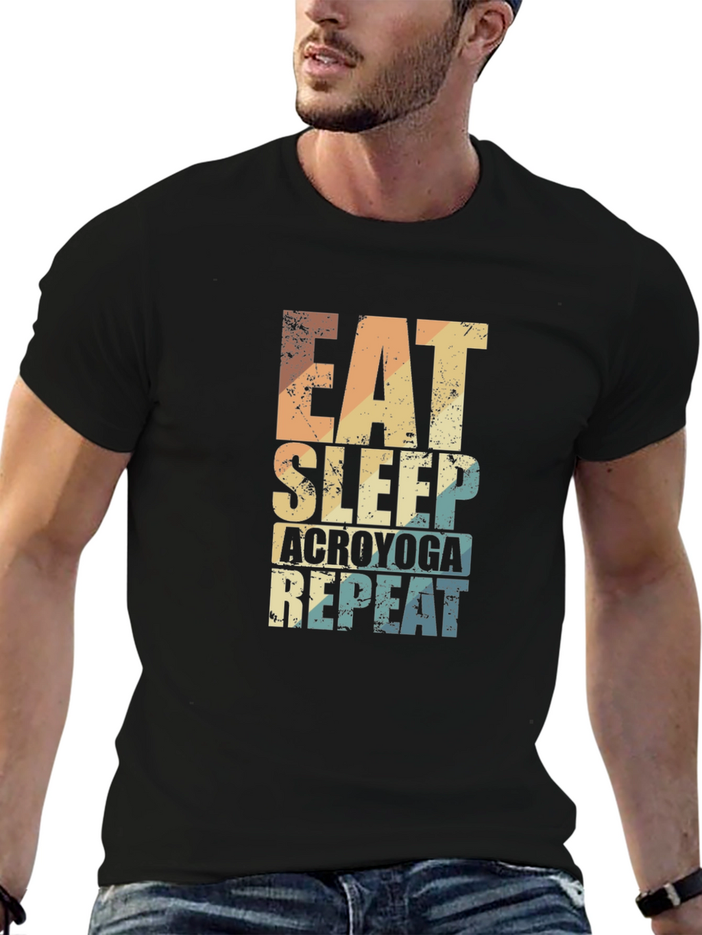 Eat Sleep Acroyoga Repeat T-Shirt - Black
