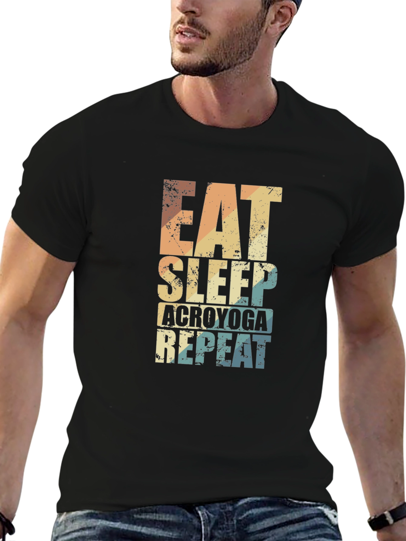 Eat Sleep Acroyoga Repeat T-Shirt - Black
