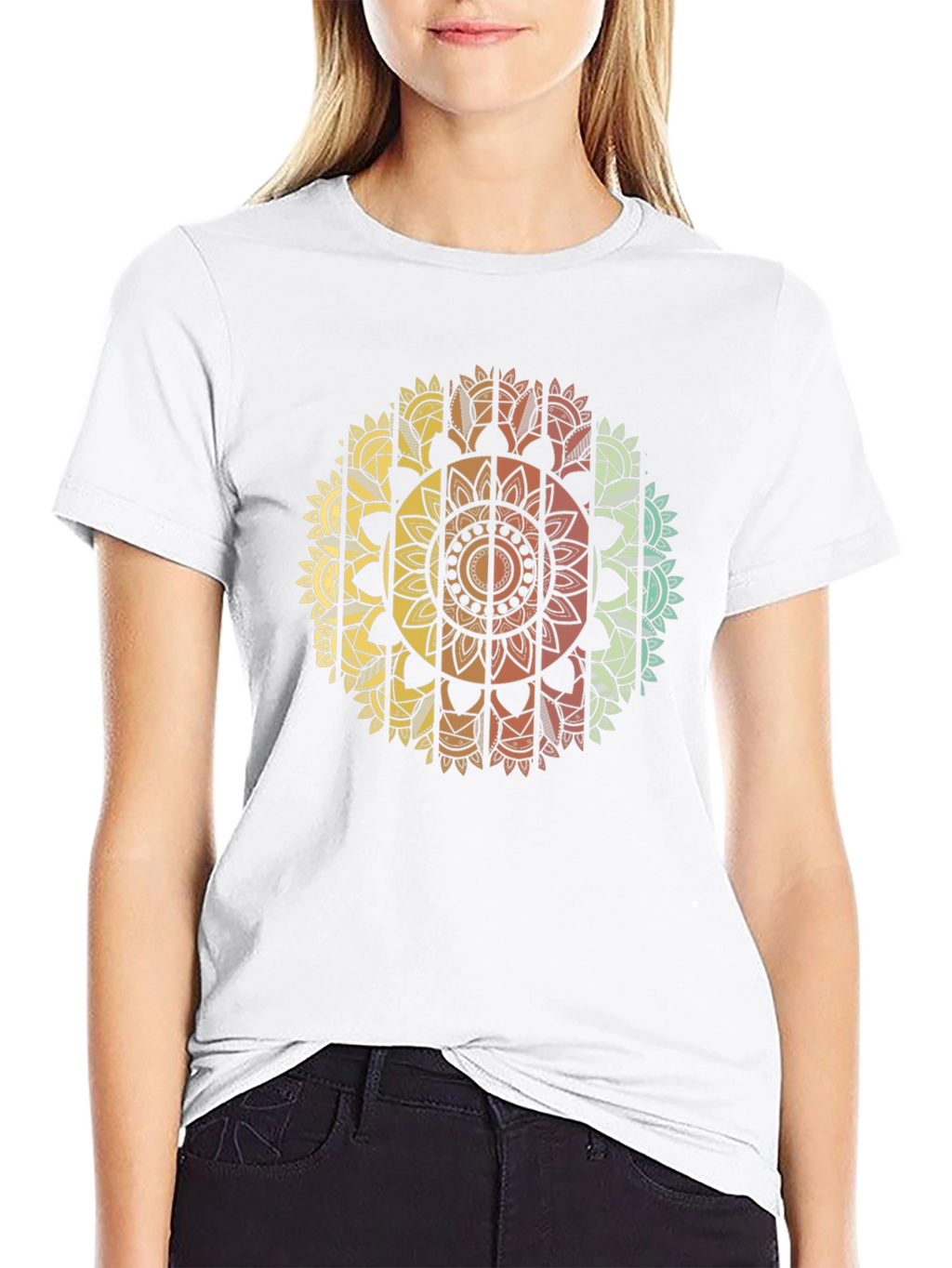 Mandala Print Mens Black T-Shirt