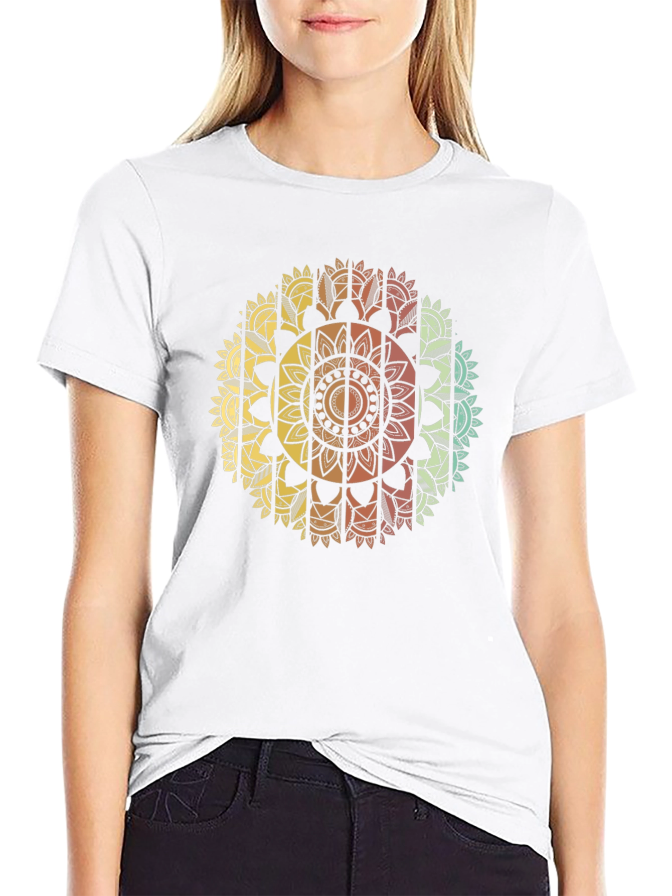 Mandala Print Mens Black T-Shirt