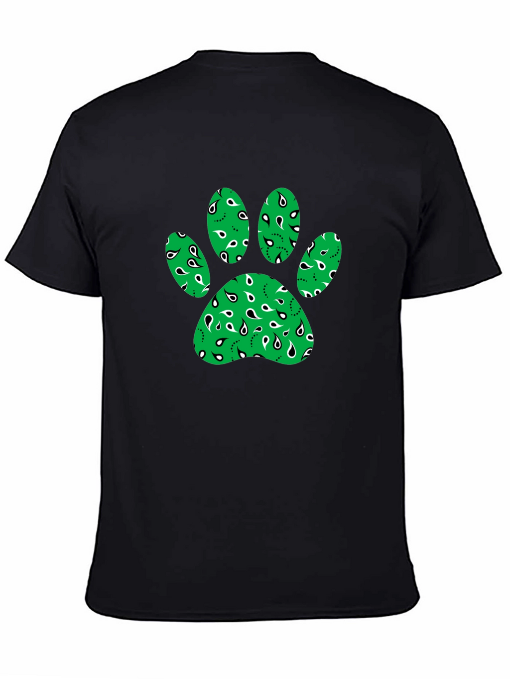 Green Paw Print Bandana Design T-Shirt