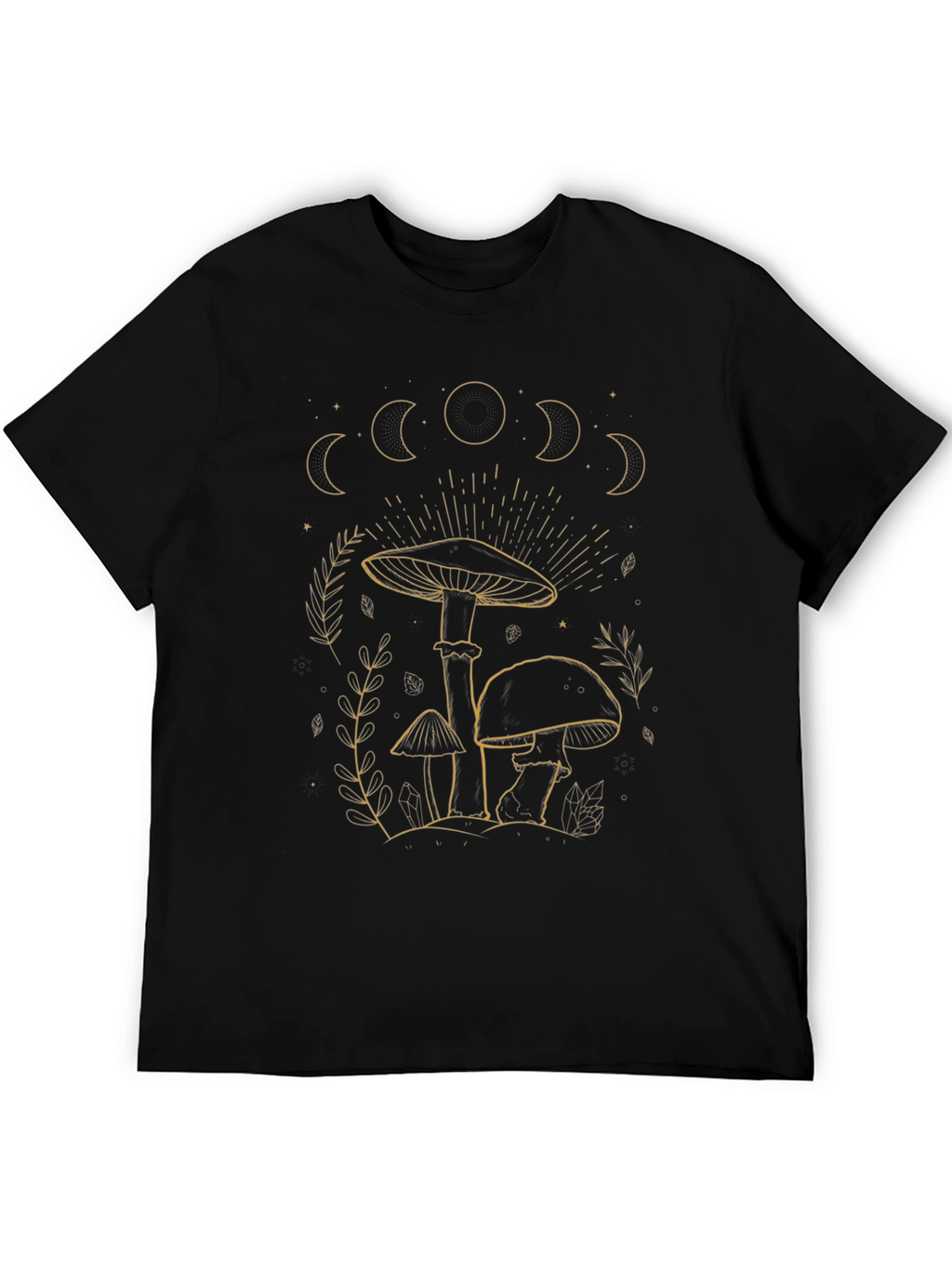 Mushroom Moon Phases Graphic Tee - Black