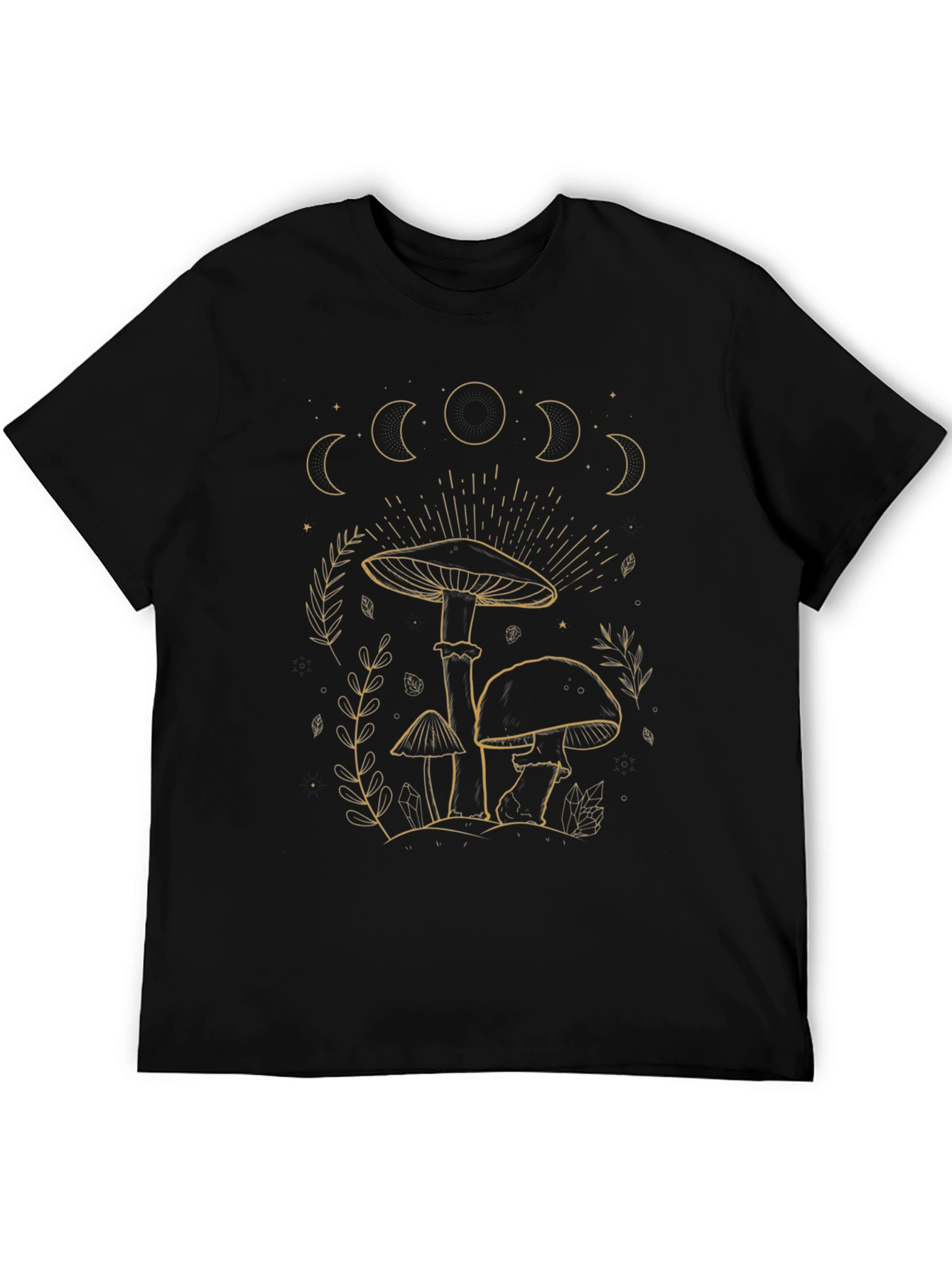 Mushroom Moon Phases Graphic Tee - Black