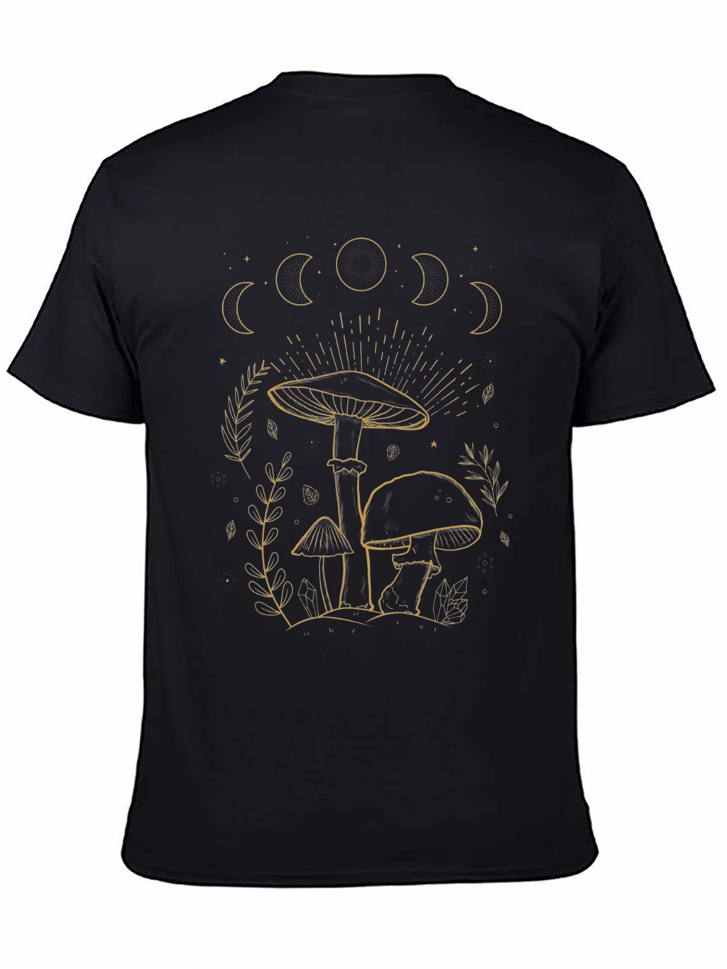 Mushroom Moon Phases Graphic Tee - Black