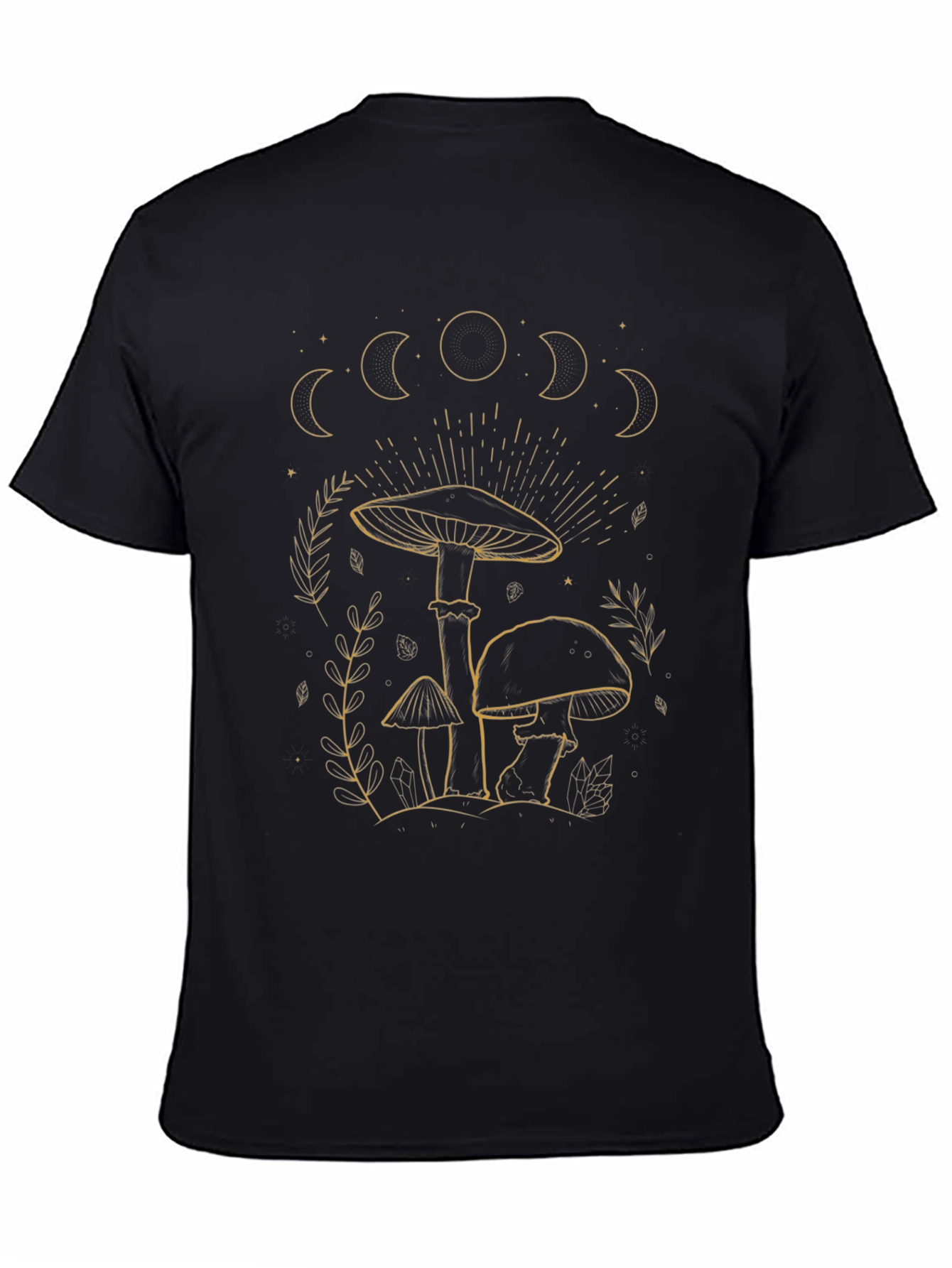 Mushroom Moon Phases Graphic Tee - Black