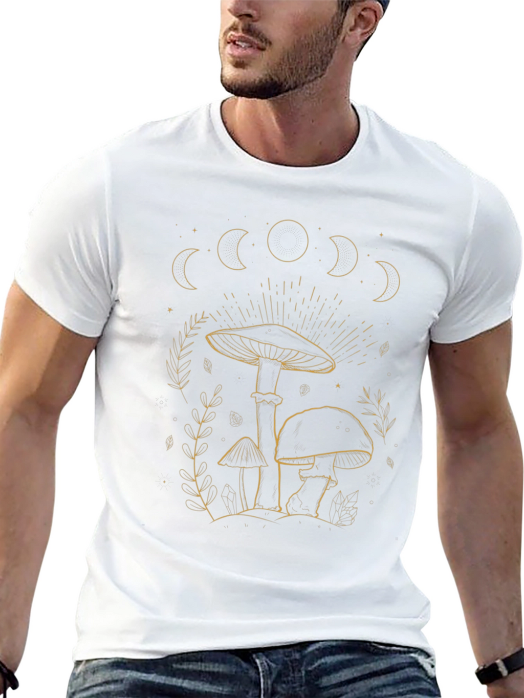 Mushroom Moon Phases Graphic Tee - Black