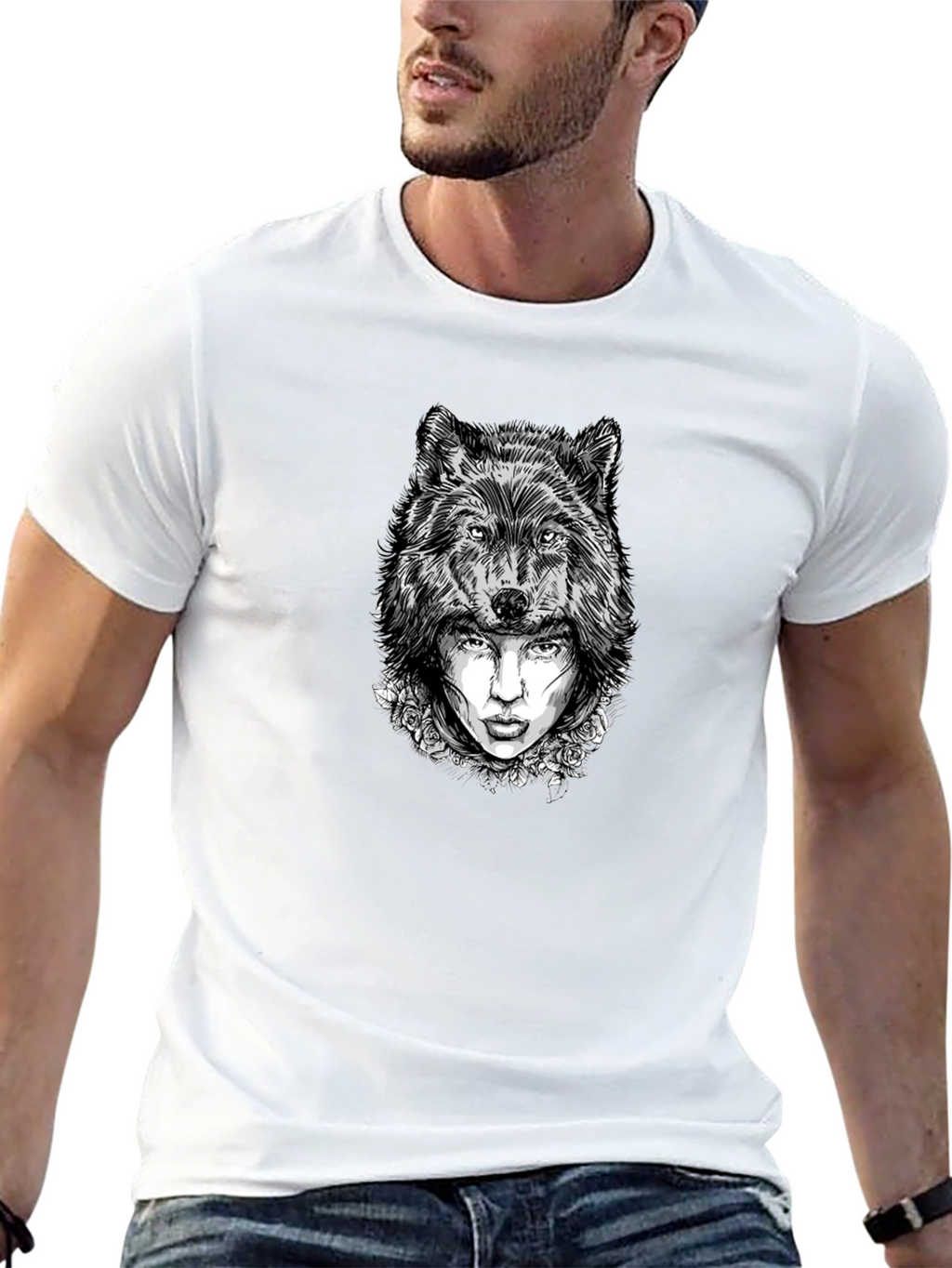 Wolf Woman Graphic Tee - Stylish Black T-Shirt