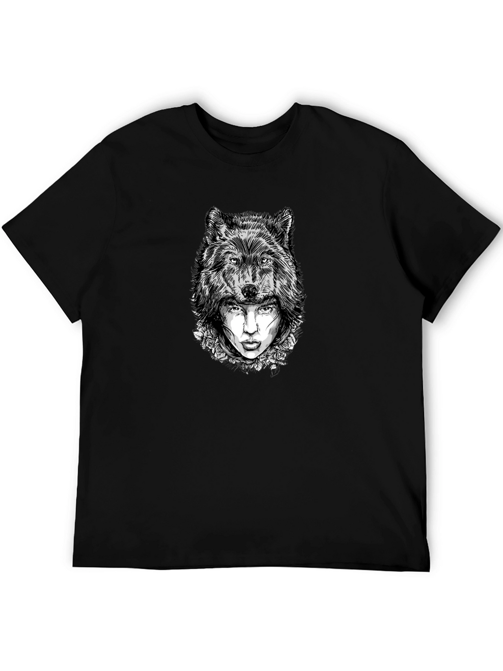 Wolf Woman Graphic Tee - Stylish Black T-Shirt